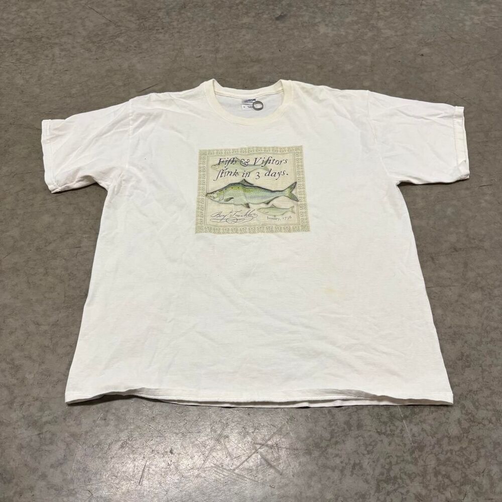 American-vintage Men's White and Cream T-shirt